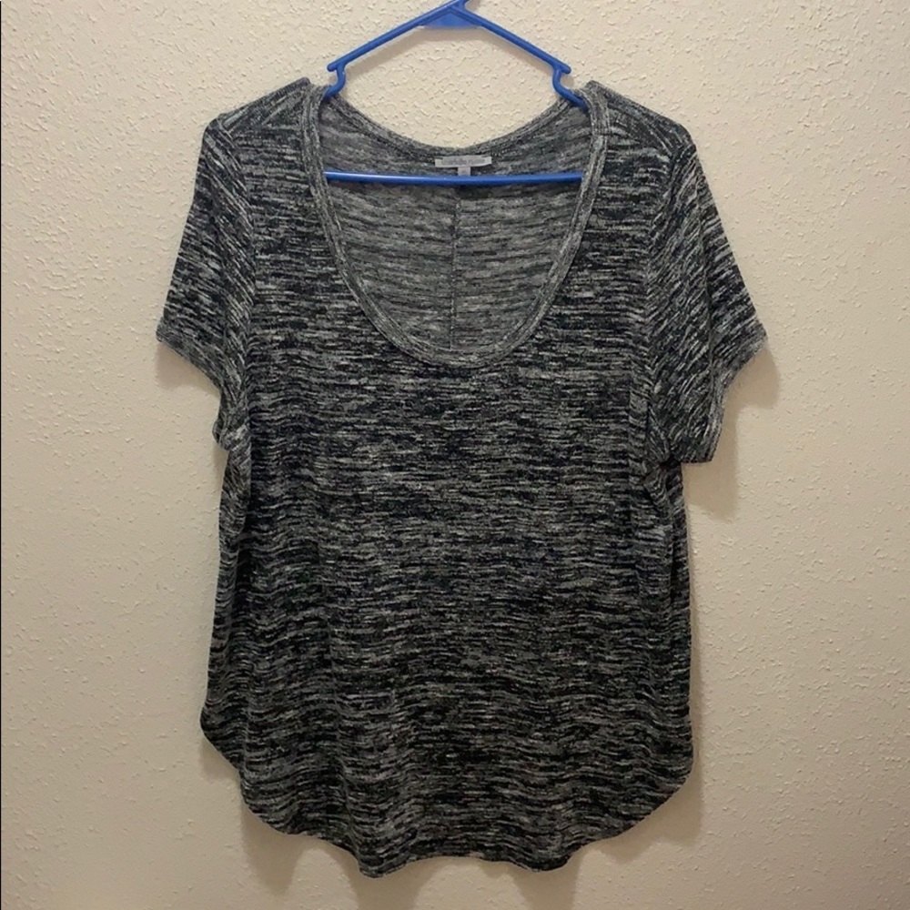 Gray and black short sleeve tee shirt